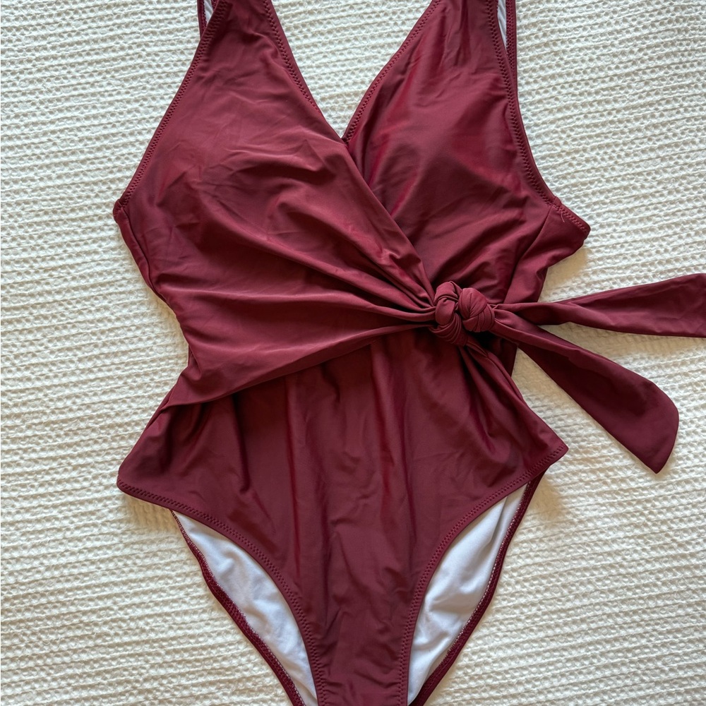 Cupshe Maroon One Piece Swimsuit - size medium